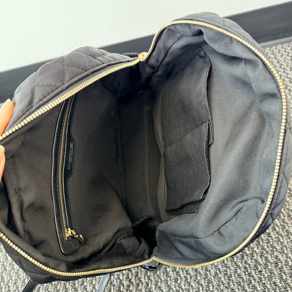 Bebe Women's Black Quilted Backpack Purse Bag Gold Hardware Buckle Straps NEW - Picture 9 of 15